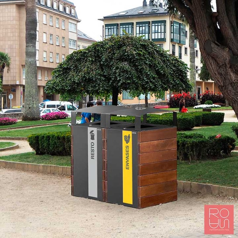 Paperera de reciclatge exterior València 100L amb i sense barret